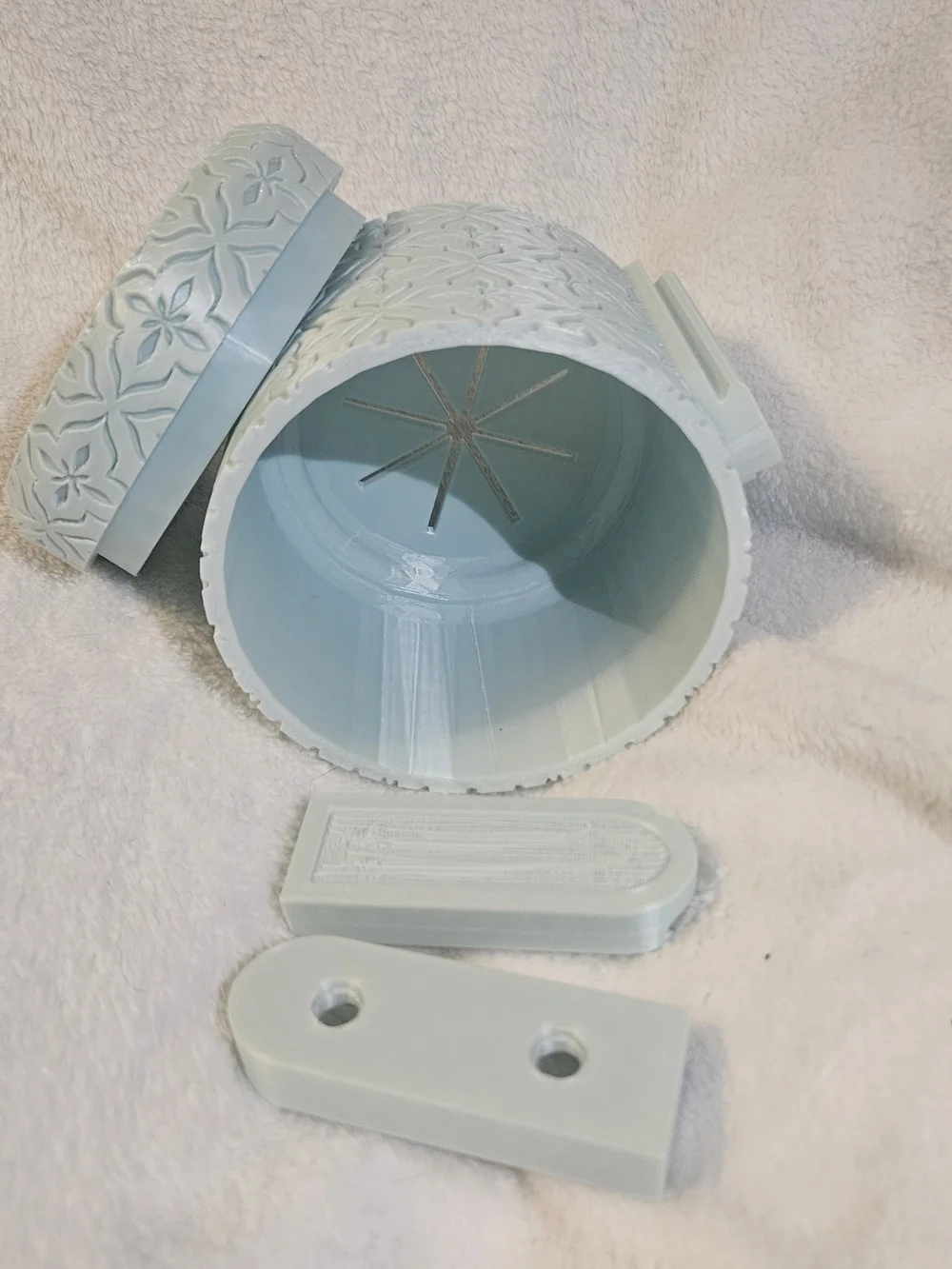 Decorative Embossed Hanging Planter - Minty Blue - 3d Printed